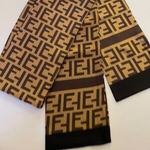 NEW Tan Dark Brown Geometric Printed Pattern Multipurpose Silky Fashion Scarf